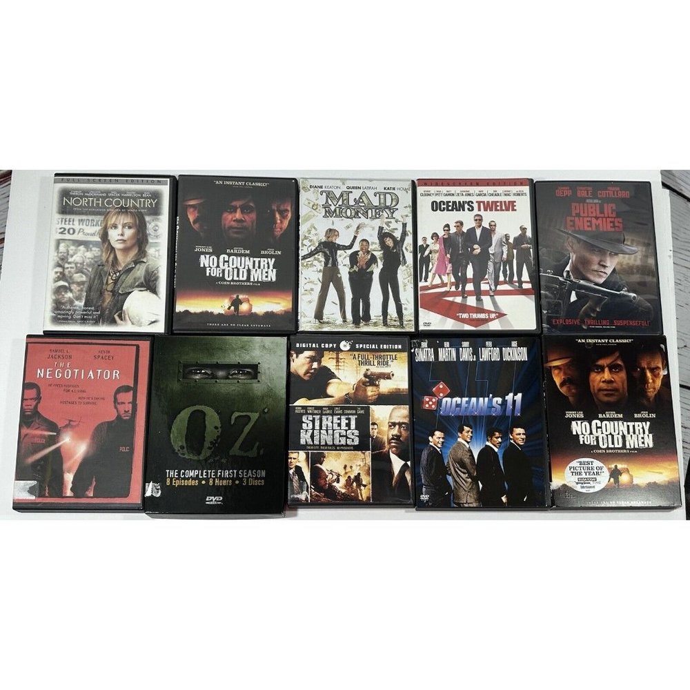 DVD Lot Crime Comedy Action Oz Oceans 11 12 Public Enemies No Country Old Men